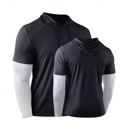 Men Compression Hoodie Color Block Quick Dry - Image 8
