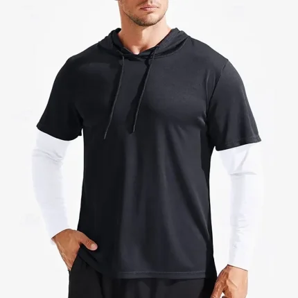 Men Compression Hoodie Color Block Quick Dry - Image 6