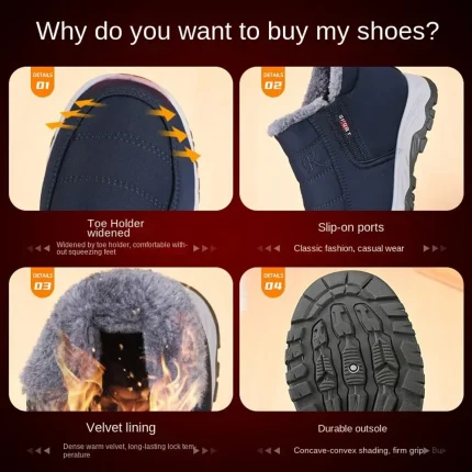 Women's Black Slip-On Winter Shoes with Plush Lining and Non-Slip Sole - Image 4