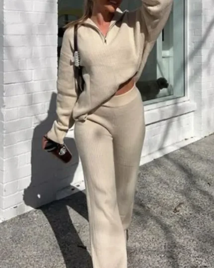 Women's Tracksuit Wide Leg Pants Pullover Sweatshirt Fall - Image 8