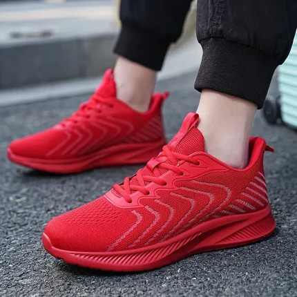 Men's Lightweight Red Mesh Running Shoes - Image 5