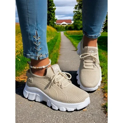 Women's Bright Orange Flyknit Running Sneakers - Image 8