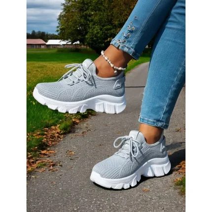 Women's Bright Orange Flyknit Running Sneakers - Image 4