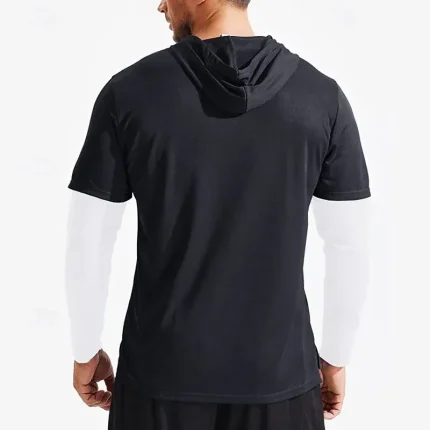 Men Compression Hoodie Color Block Quick Dry - Image 7