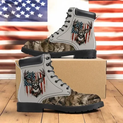 Men's Hunting Boots with Patriotic Deer Print - Image 4