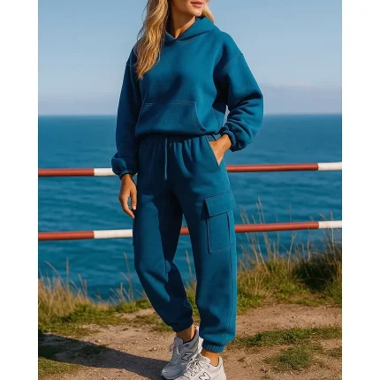 Women's Tracksuit Sweatpants Track Pants Fall Pocket Solid - Image 3