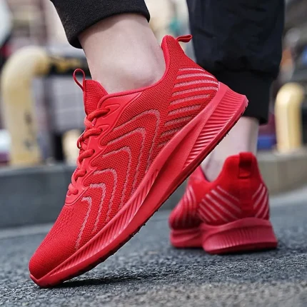 Men's Lightweight Red Mesh Running Shoes - Image 7