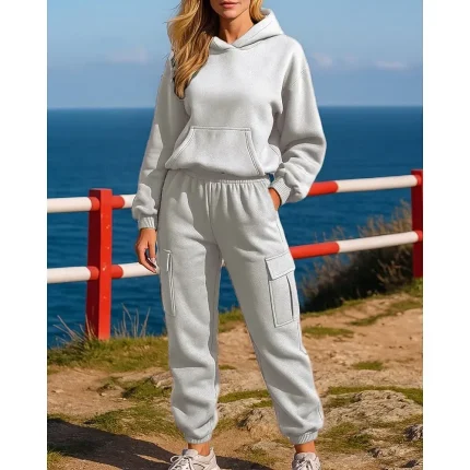 Women's Tracksuit Sweatpants Track Pants Fall Pocket Solid - Image 7