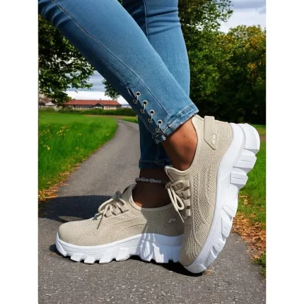 Women's Bright Orange Flyknit Running Sneakers - Image 7