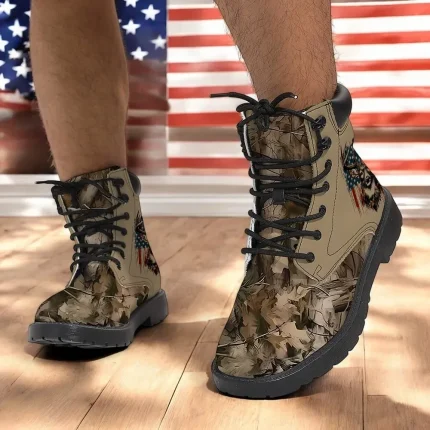 Men's Hunting Boots with Patriotic Deer Print - Image 3