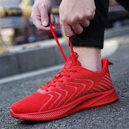 Men's Lightweight Red Mesh Running Shoes - Image 8