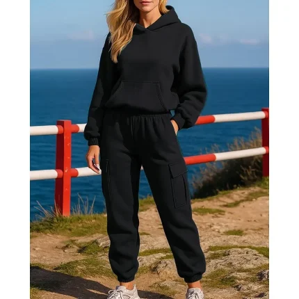 Women's Tracksuit Sweatpants Track Pants Fall Pocket Solid - Image 4