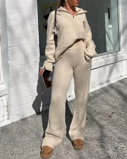 Women's Tracksuit Wide Leg Pants Pullover Sweatshirt Fall - Image 6