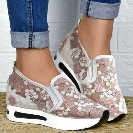 Elegant Floral Embroidered Women's Mesh Sneakers - Image 4