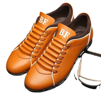 Men's Black Faux Leather Casual Sneakers with Contrast Stitching - Image 6